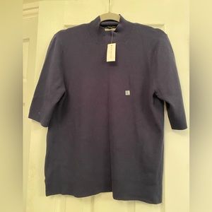 Ann Taylor Short Sleeve Sweater XL Navy Blue
